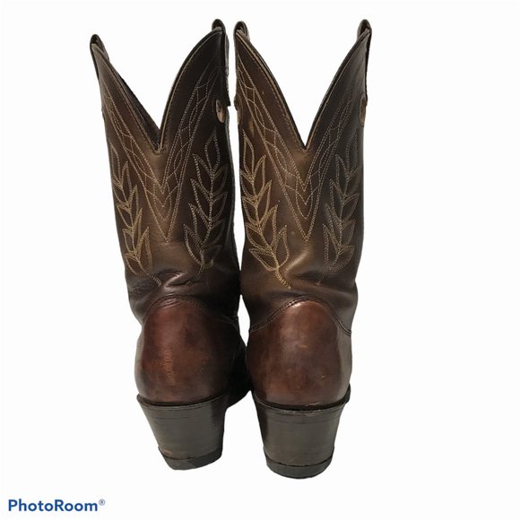 Double H Mens Brown Leather Western Heeled Boots Size 9.5D U.S.A. - Picture 6 of 12